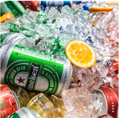 Cooler with Beer, Ice and Lime