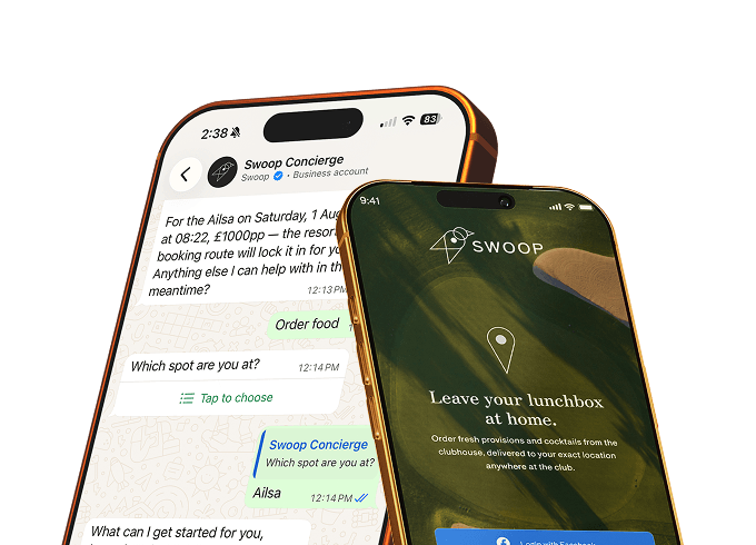 Swoop app previews: concierge chat and lunchbox ordering
